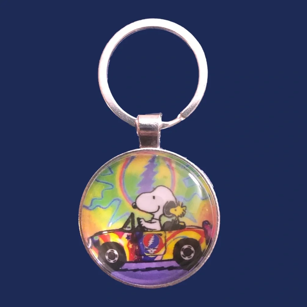 Grateful Dead Keychains SNOOPY WOODSTOCK STEAL YOUR FACE Keychain Custom Made